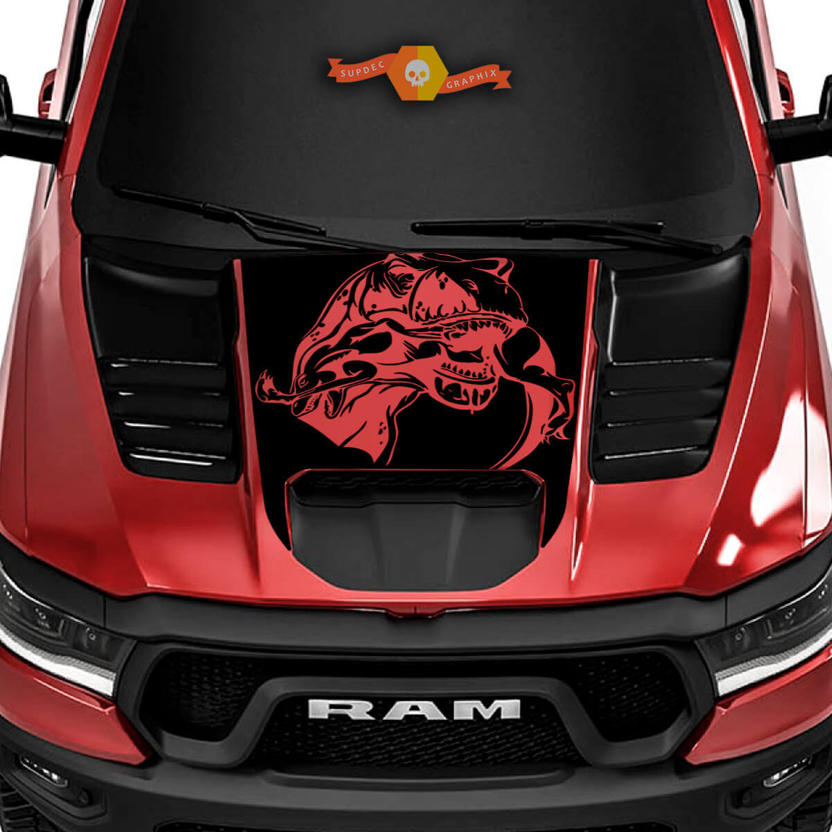 Vinilo Decorativo Capó Dinosaurio T-Rex para Dodge Ram 1500 TRX