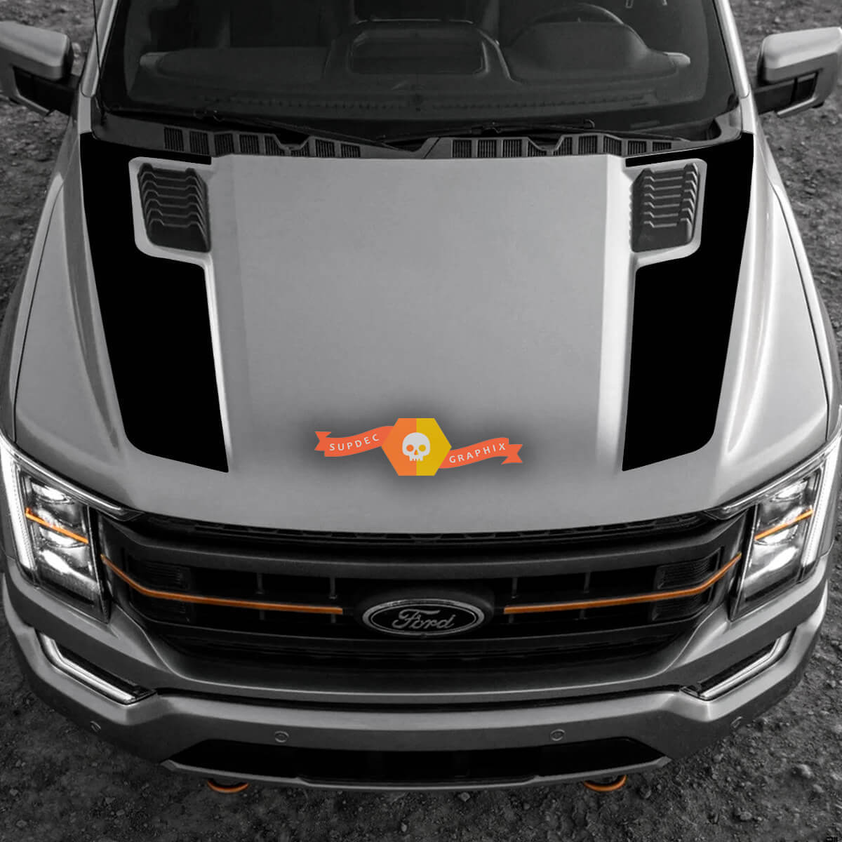 Vinilos adhesivos de doble franja para capó para Musclecar truck Tremor 2022-2023