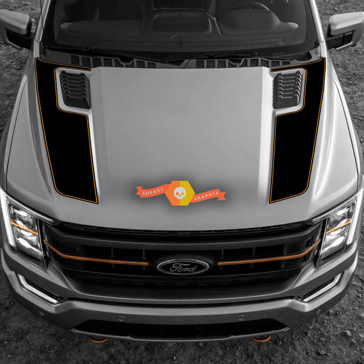 Kit de Calcomanías de Vinilo con Doble Raya para Capó para Musclecar F-150 Tremor 2022-2023