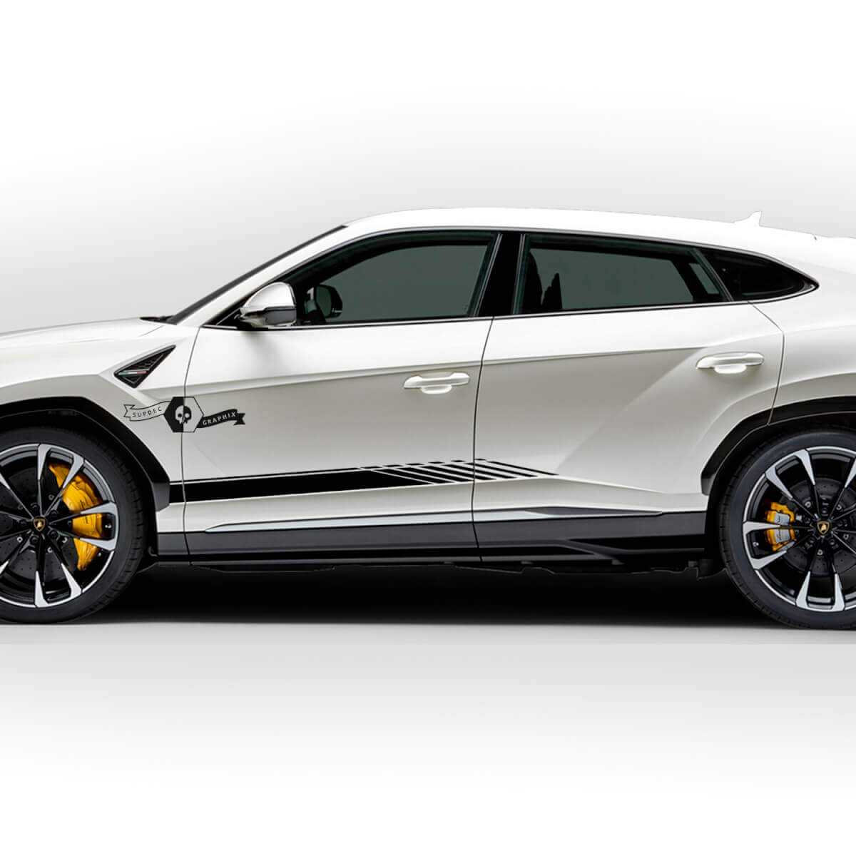 Par Lamborghini Urus puertas laterales raya inclinada vinilo calcomanía gráficos
