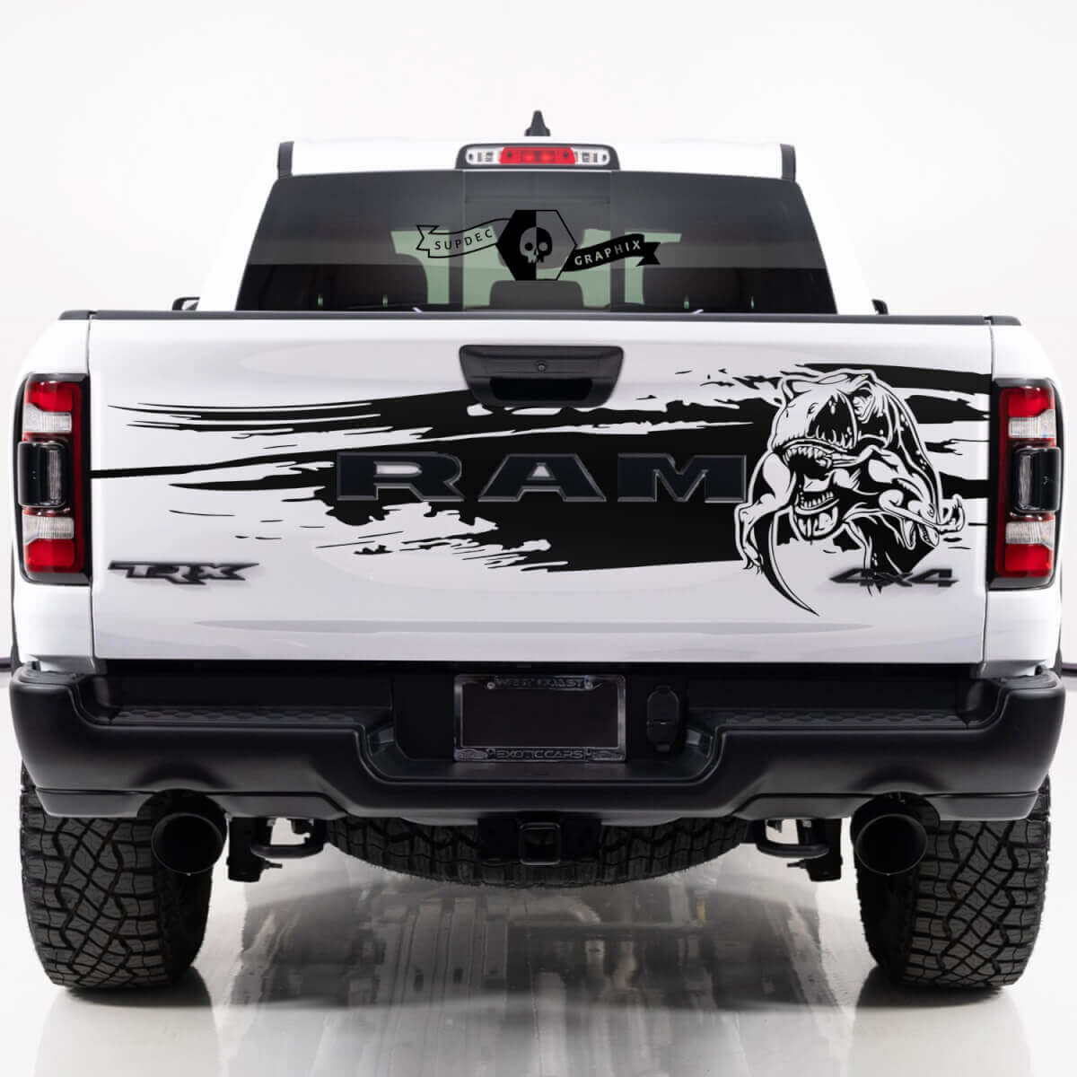Calcomanía de vinilo para portón T-Rex Mud Splash para Dodge Ram TRX