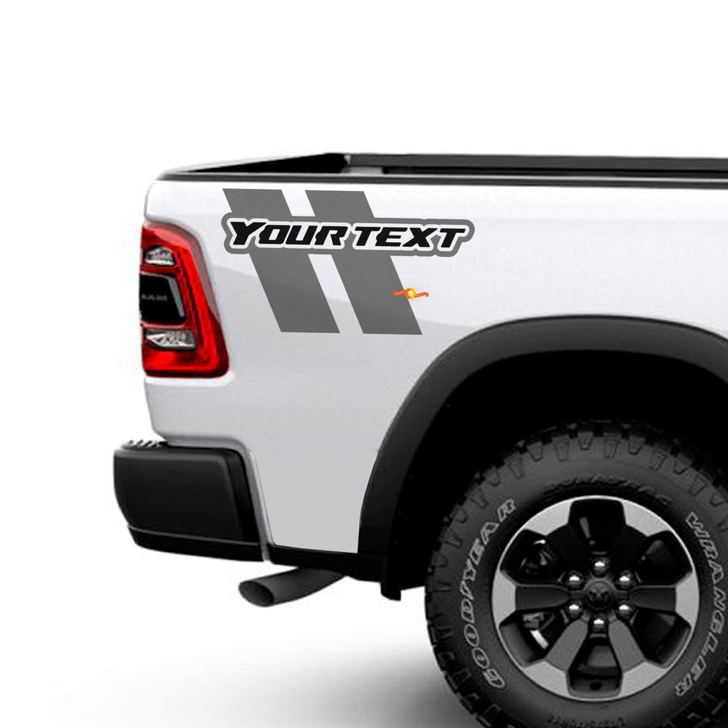 Pegatina de vinilo personalizada con franjas dobles para el lateral de la cama para Dodge Ram 1500