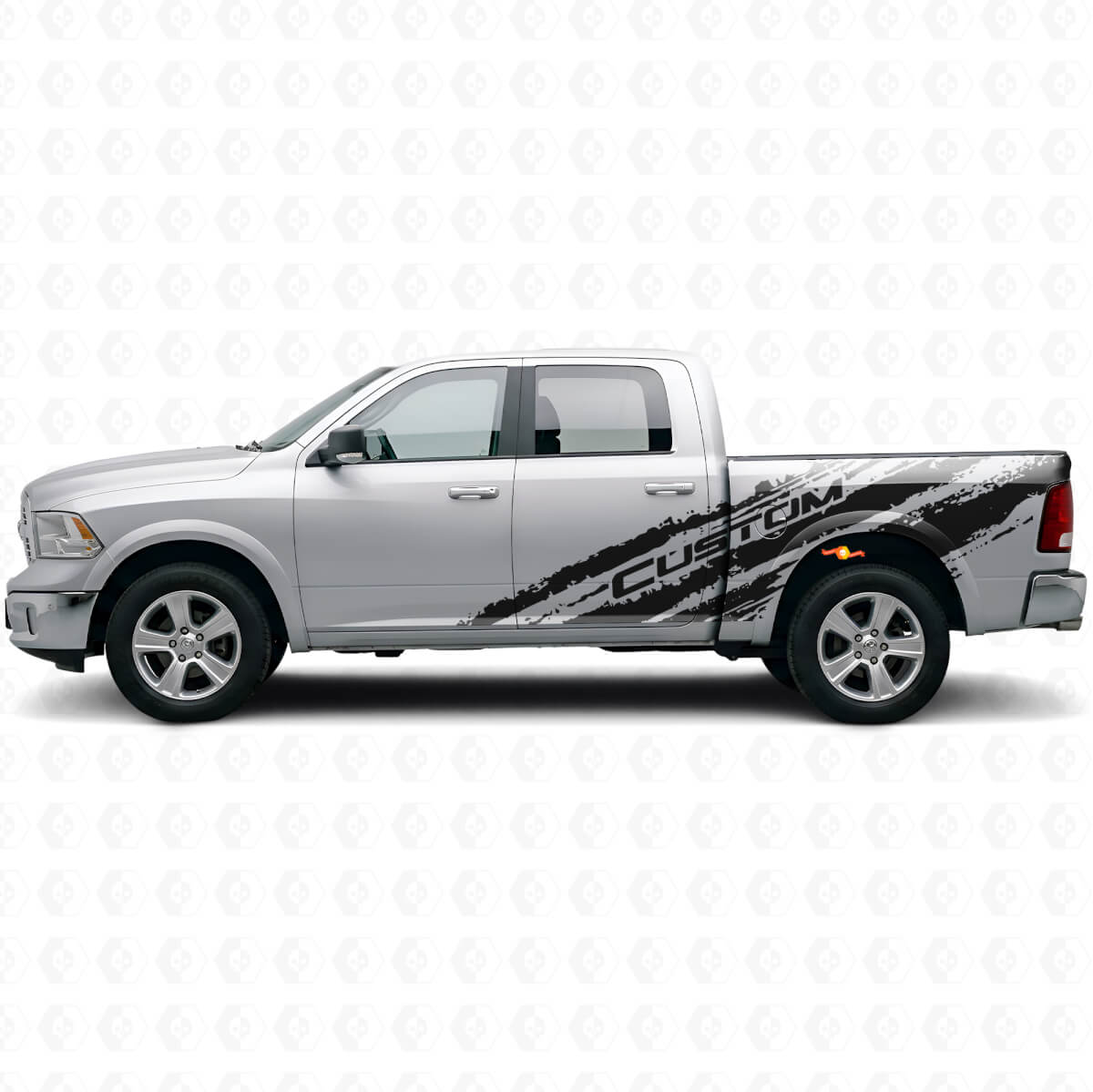 Kit de vinilos laterales personalizados con texto Mud Splash para Dodge Ram 1500 Rebel