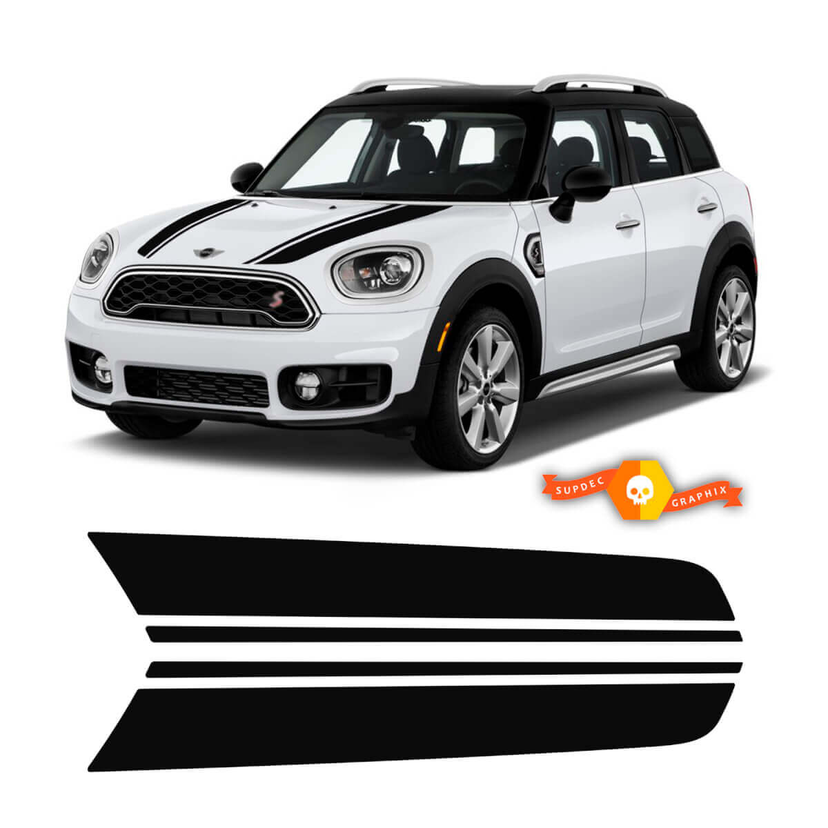 Kit de adhesivos de franjas de carreras para capó para Mini Cooper Clubman Countryman 2008-2017