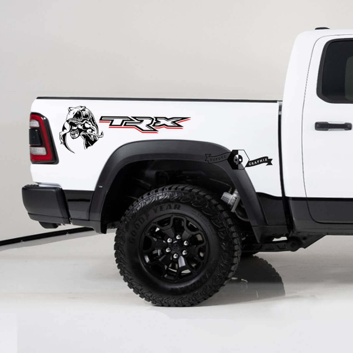 Vinilos Laterales Traseros con Dinosaurio Comiendo para Dodge Ram TRX