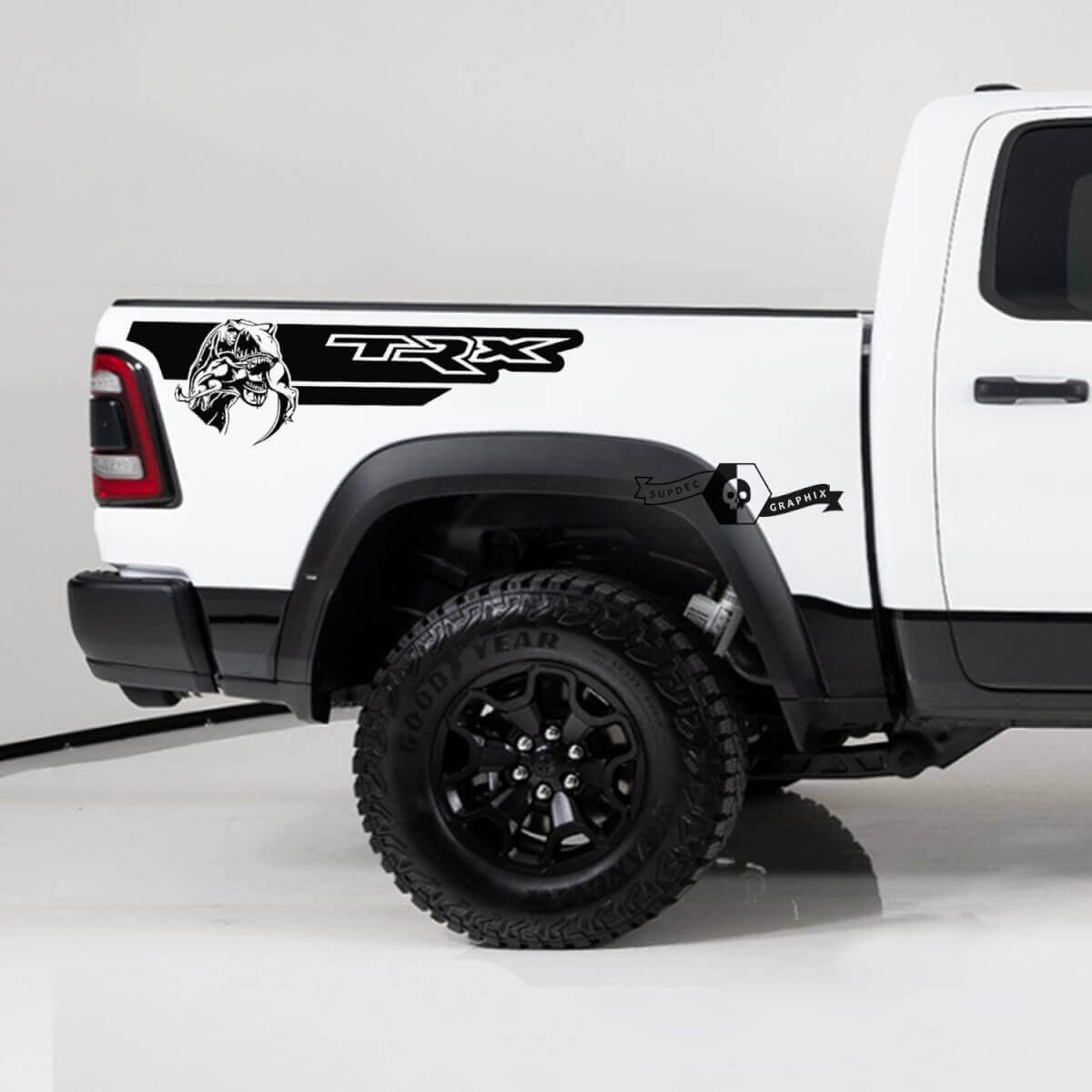 Calcomanías de Vinilo de Rayas Laterales Traseras Estilo TRX para Dodge Ram 1500