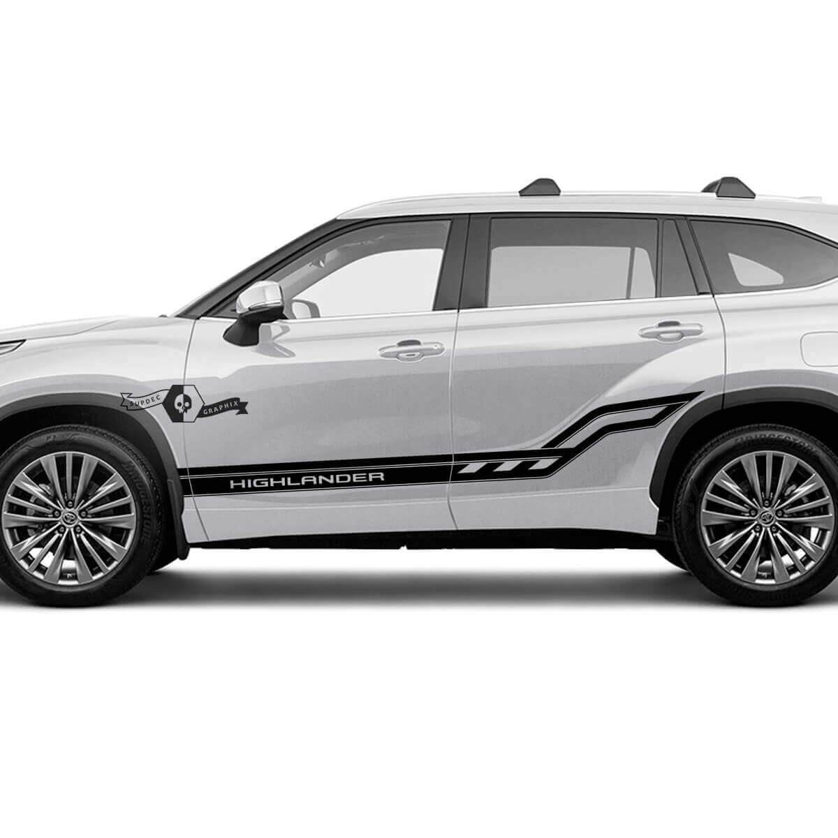 Par Toyota 2020 Highlander Doors Bed Side Trim Decal Graphic Sticker Side Stripe Kit
