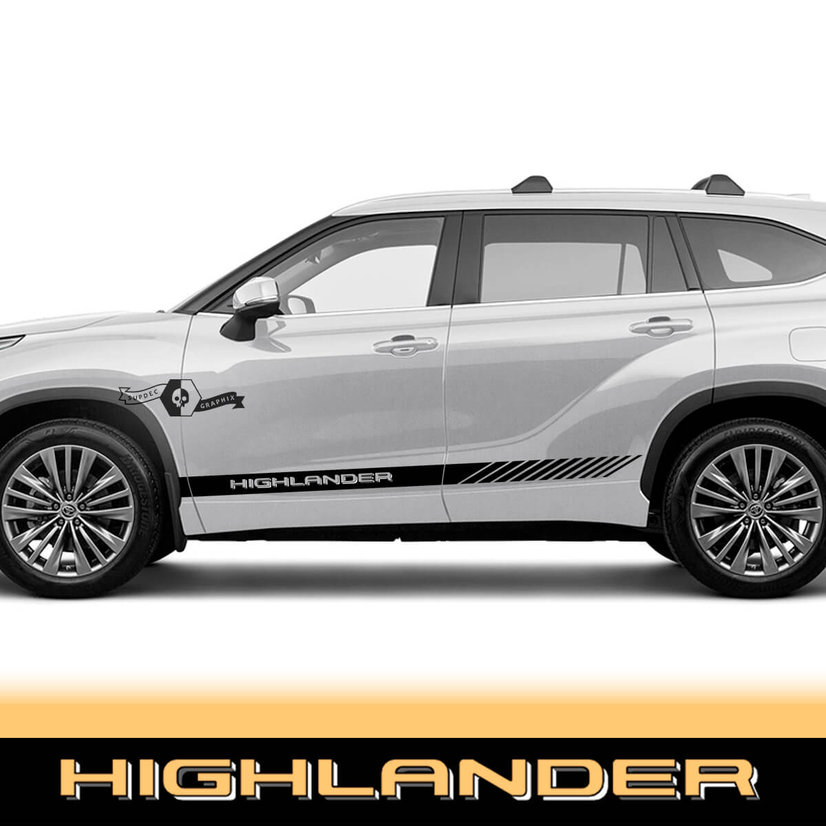 Par Toyota 2020 Highlander Doors Bed Side Slanting Lines Decal Graphic Sticker Side Stripe Kit
