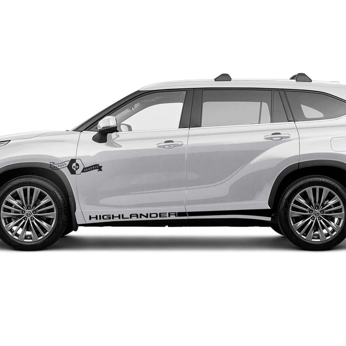 Par Toyota 2020 Highlander Doors Bed Side Slim Rocker Panel Decal Graphic Sticker Side Stripe Kit
