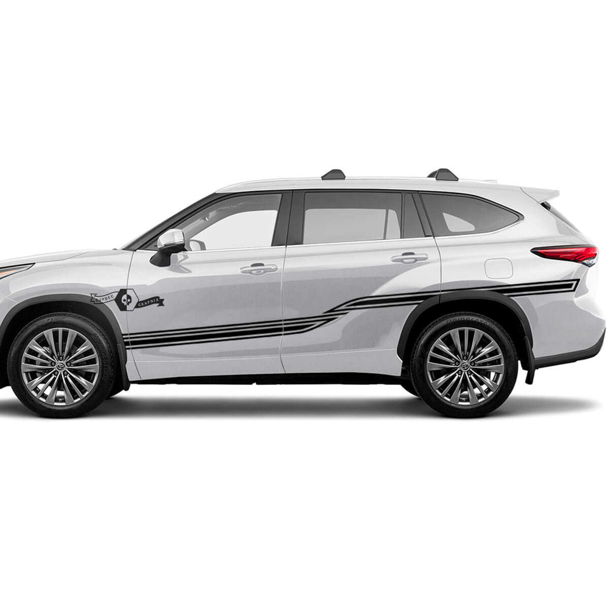 Par Toyota 2020 Highlander Doors Bed Side Body Lines Trim Decal Graphic Sticker Side Stripe Kit
