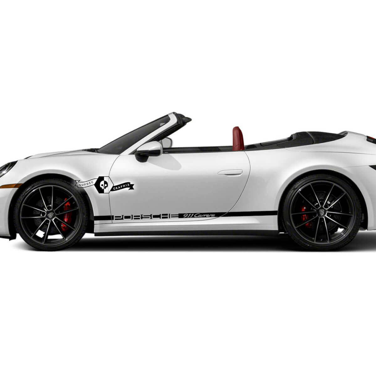 Calcomanía vinilo lateral de rayas finas con marca para Porsche 911
