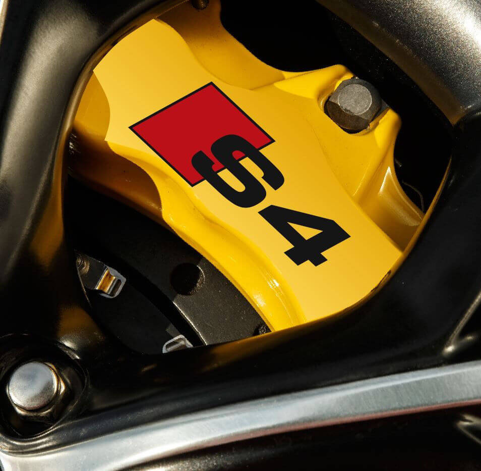 2 x Audi S4 Pinza de freno Calcomanías Pegatinas Emblema de vinilo Gráficos