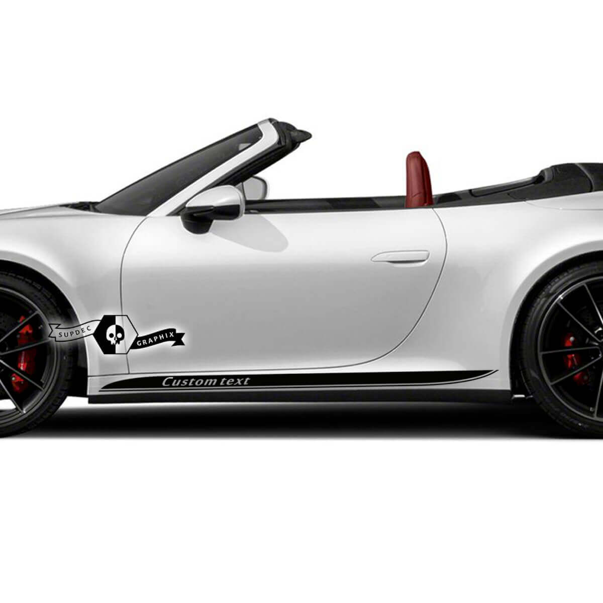 2 nuevo Porsche 911 Porsche Carrera Rocker Panel Side Line Slim Stripes Doors Up Kit calcomanía pegatina texto personalizado
