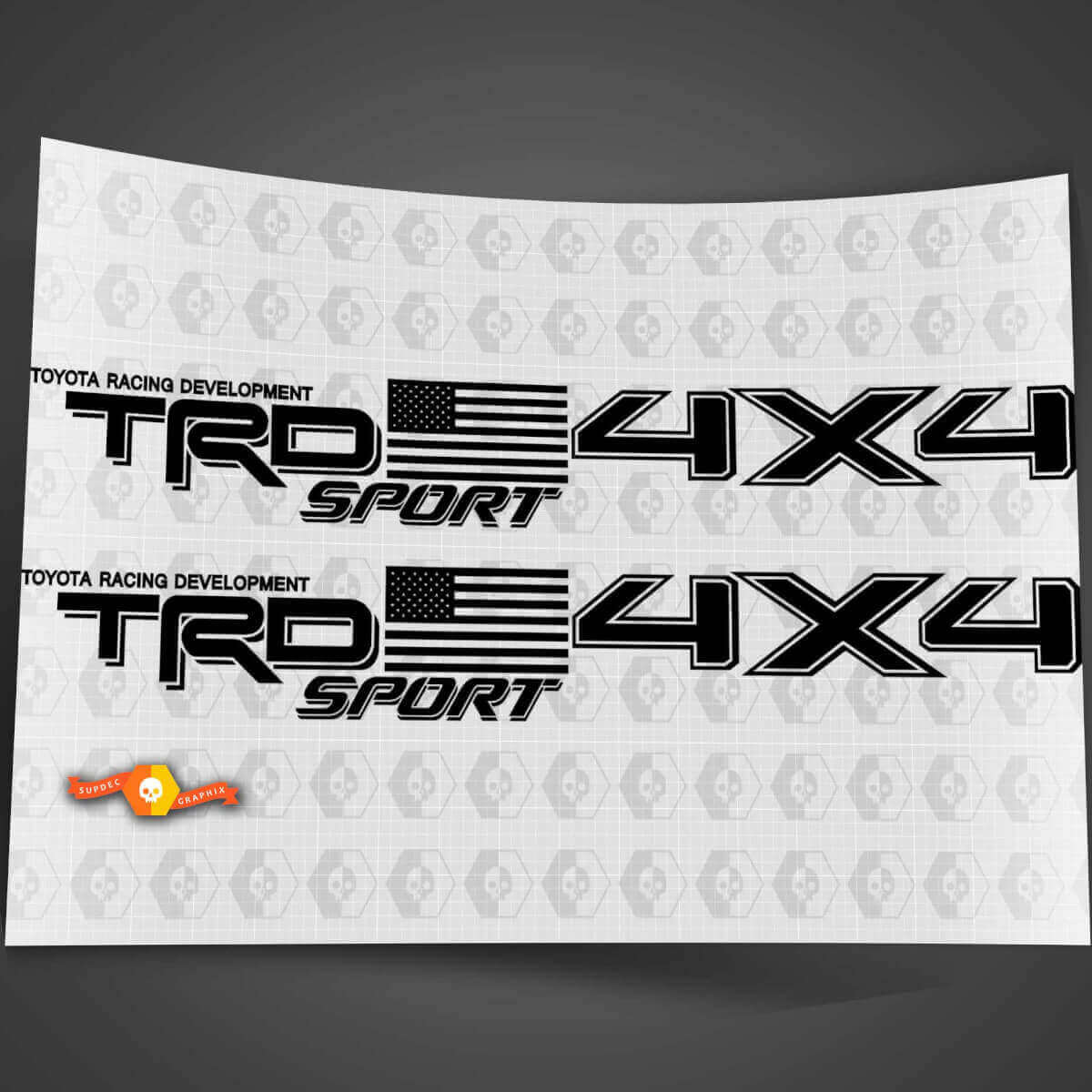 Calcomanías laterales de vinilo TRD Sport con bandera de EE. UU. 4x4 par para Toyota Tacoma
