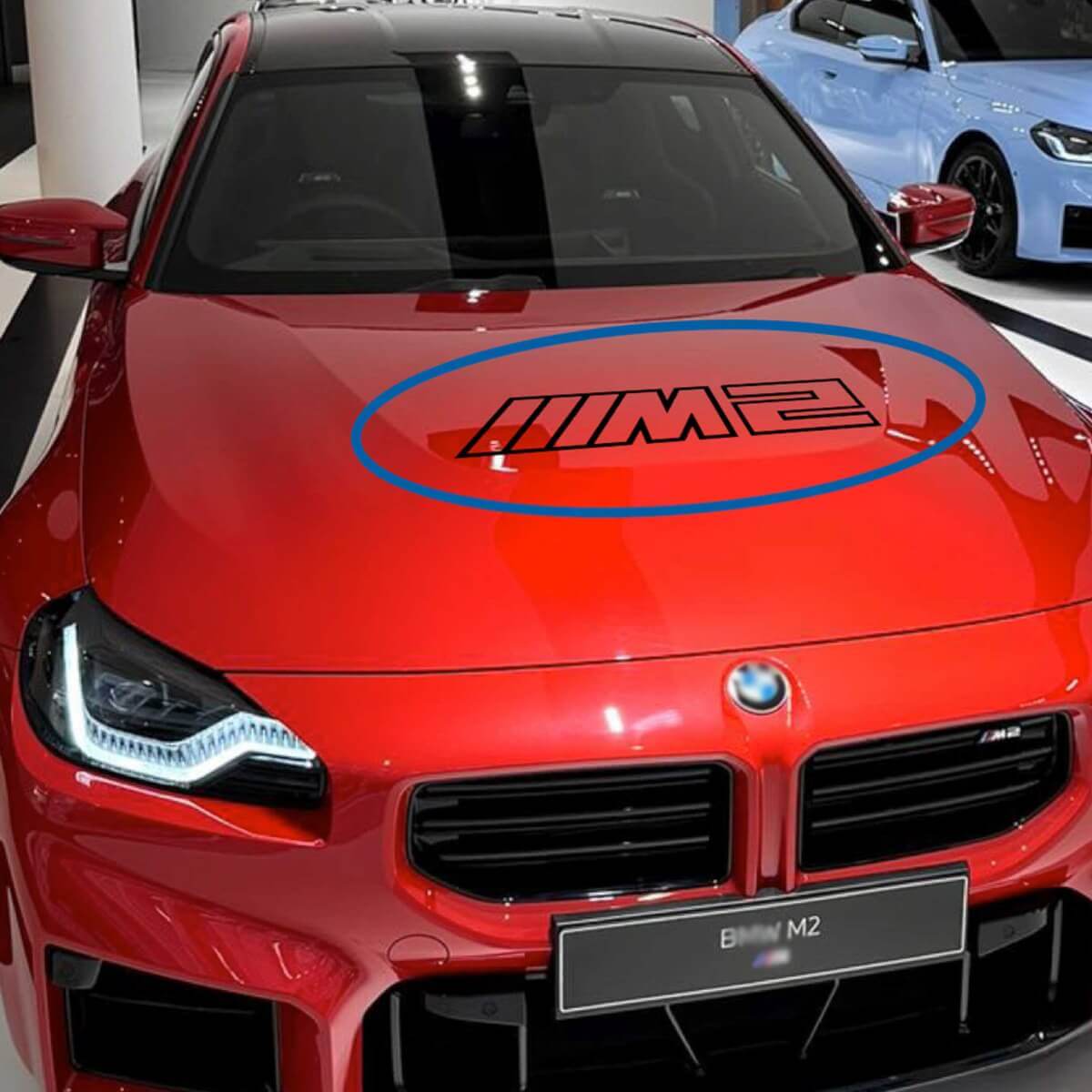 Etiqueta adhesiva circular de vinilo con logo M2 para capó BMW M2 G87