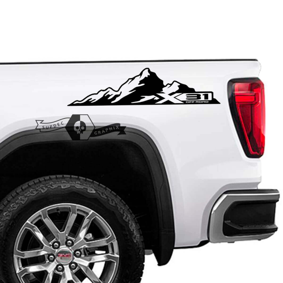 Calcomanías de vinilo X31 Off Road Mountain Side para GMC Sierra 1500 2023