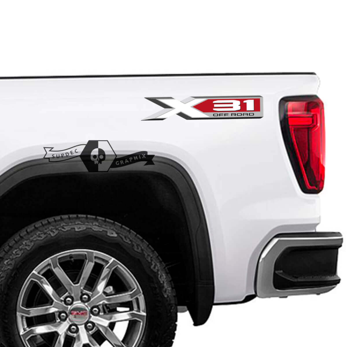 Juego de adhesivos de vinilo para los laterales traseros X31 Off Road para GMC Sierra 1500