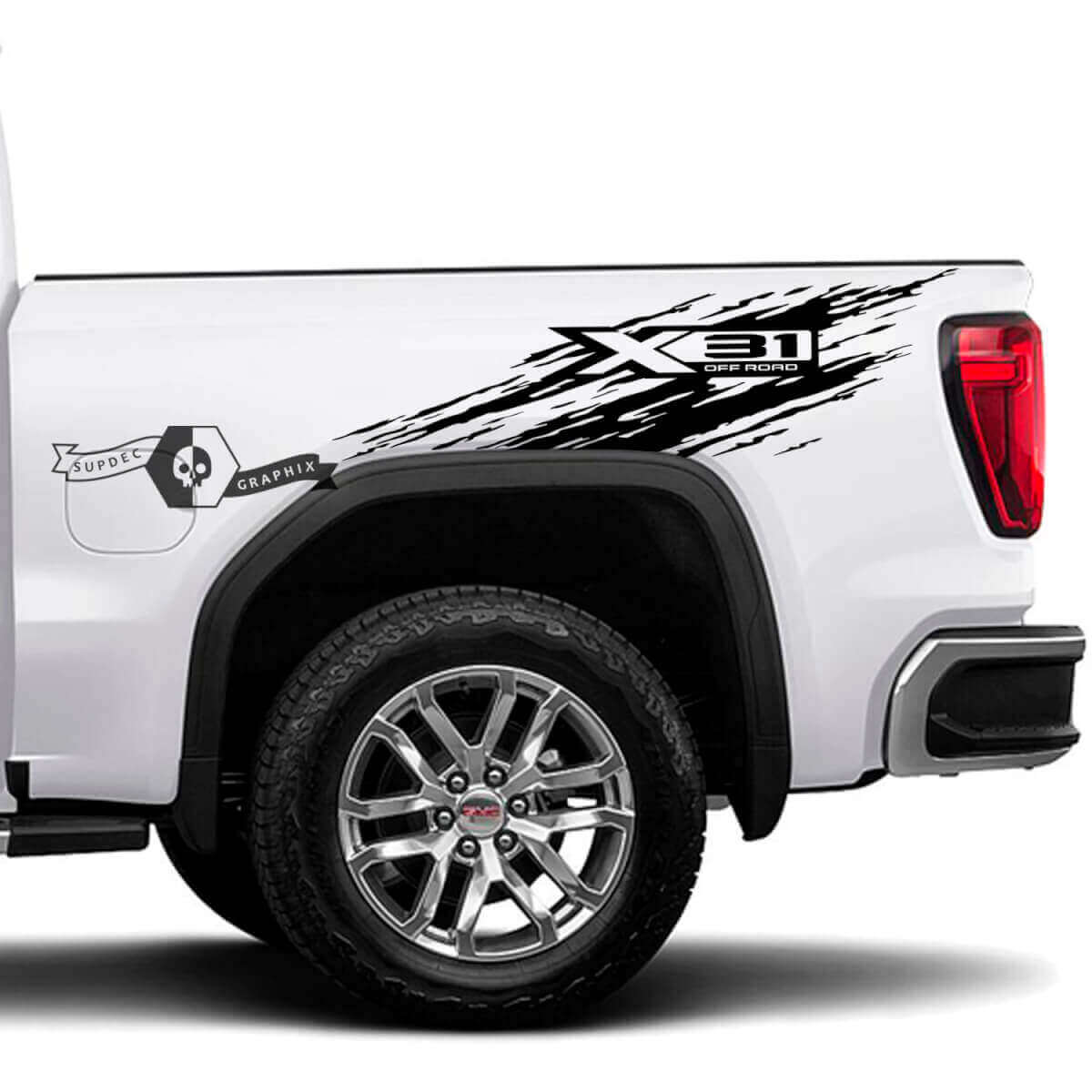 Kit de Pegatinas de Vinilo para Lados de Caja Antisalpicaduras X31 Off Road para GMC Sierra 1500