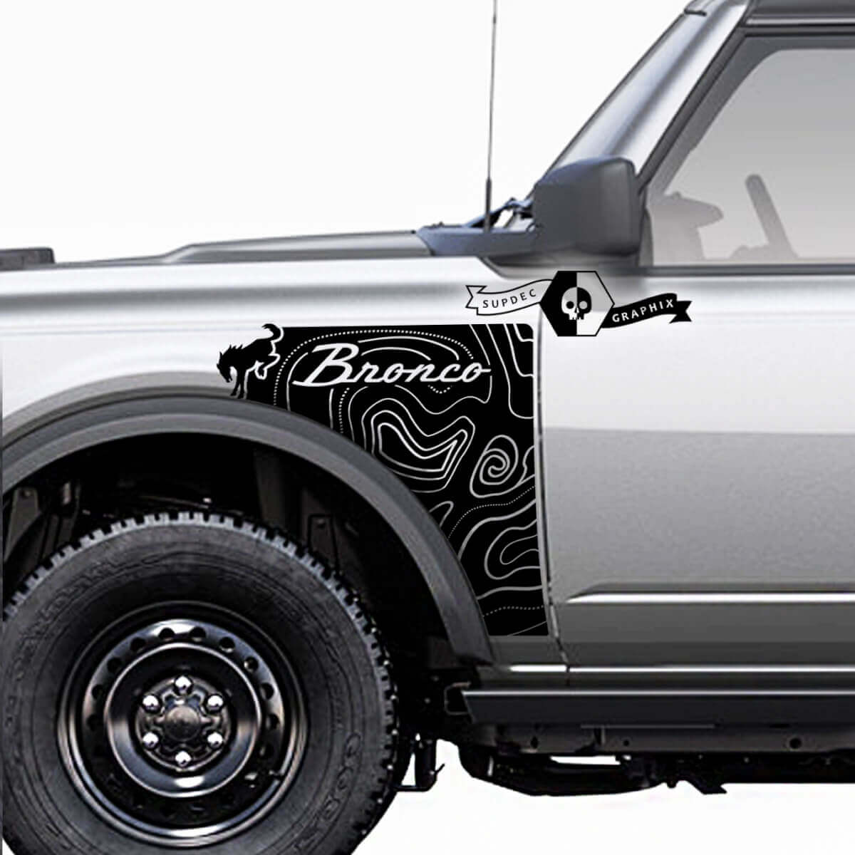 Kit de Vinilo Lateral con Logotipo Estilo Topográfico para Musclecar horse