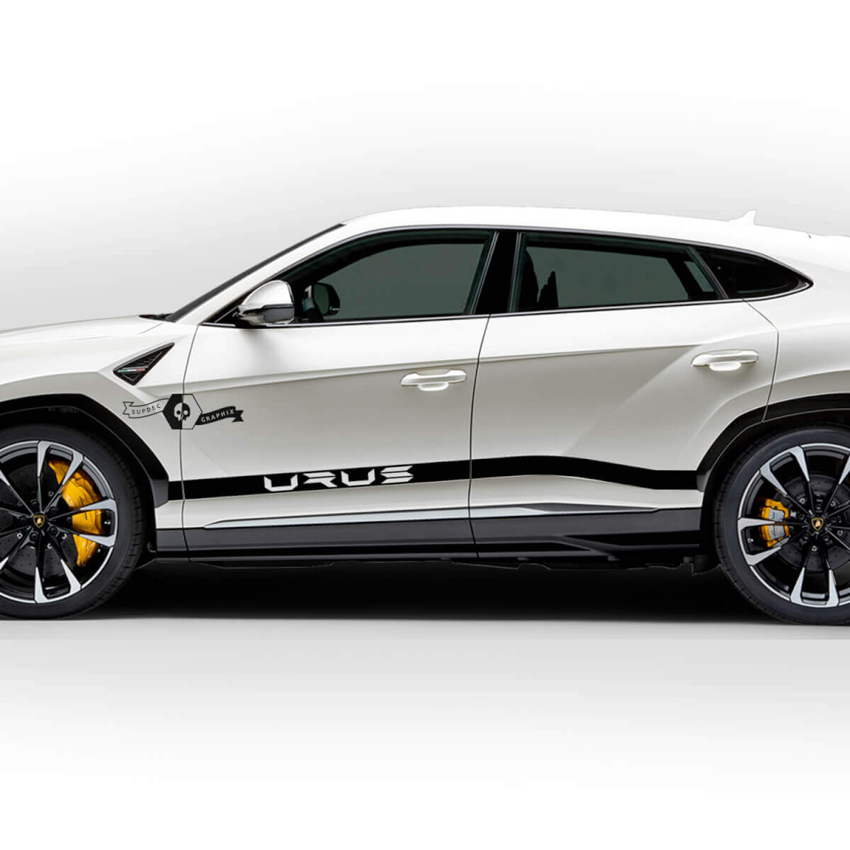 Par Lamborghini Urus 2021 2022 2023 Puertas laterales Logo Stripe Vinilo Calcomanía Gráficos
