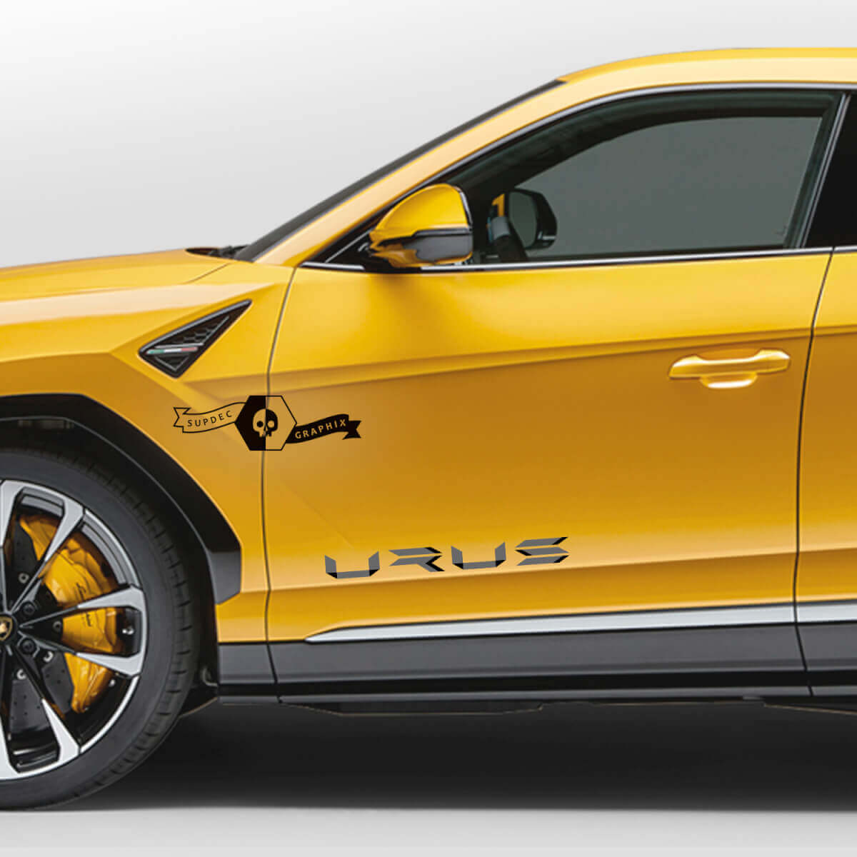 Par Lamborghini Urus 2021 2022 2023 Puertas laterales Logotipo Moderno Vinilo Calcomanía Gráficos 2 colores
