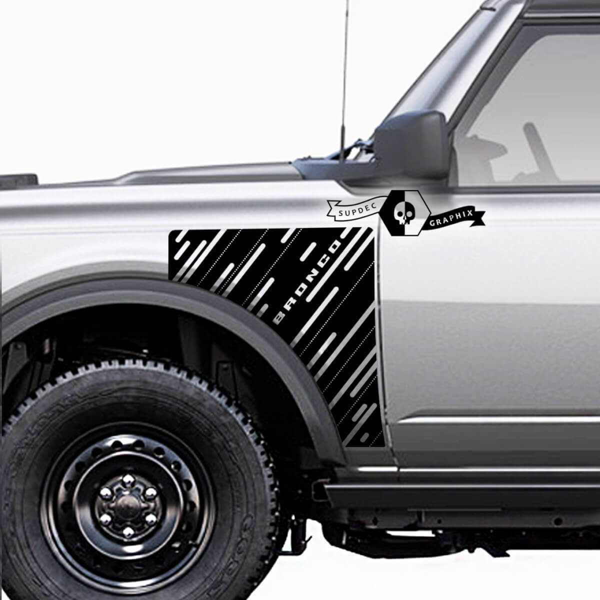 Kit de gráficos de calcomanías de vinilo para panel lateral de estilo Everglades para Ford Bronco 3
