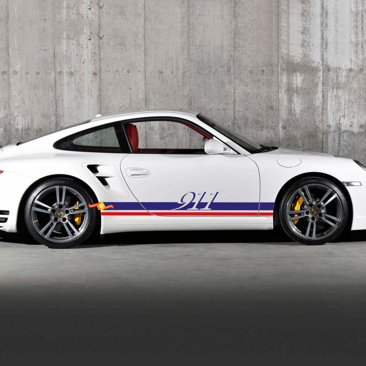 Combinar Porsche 911 Side Decal Rocker Panel Stripes Kit Kit de calcomanía 2 colores
