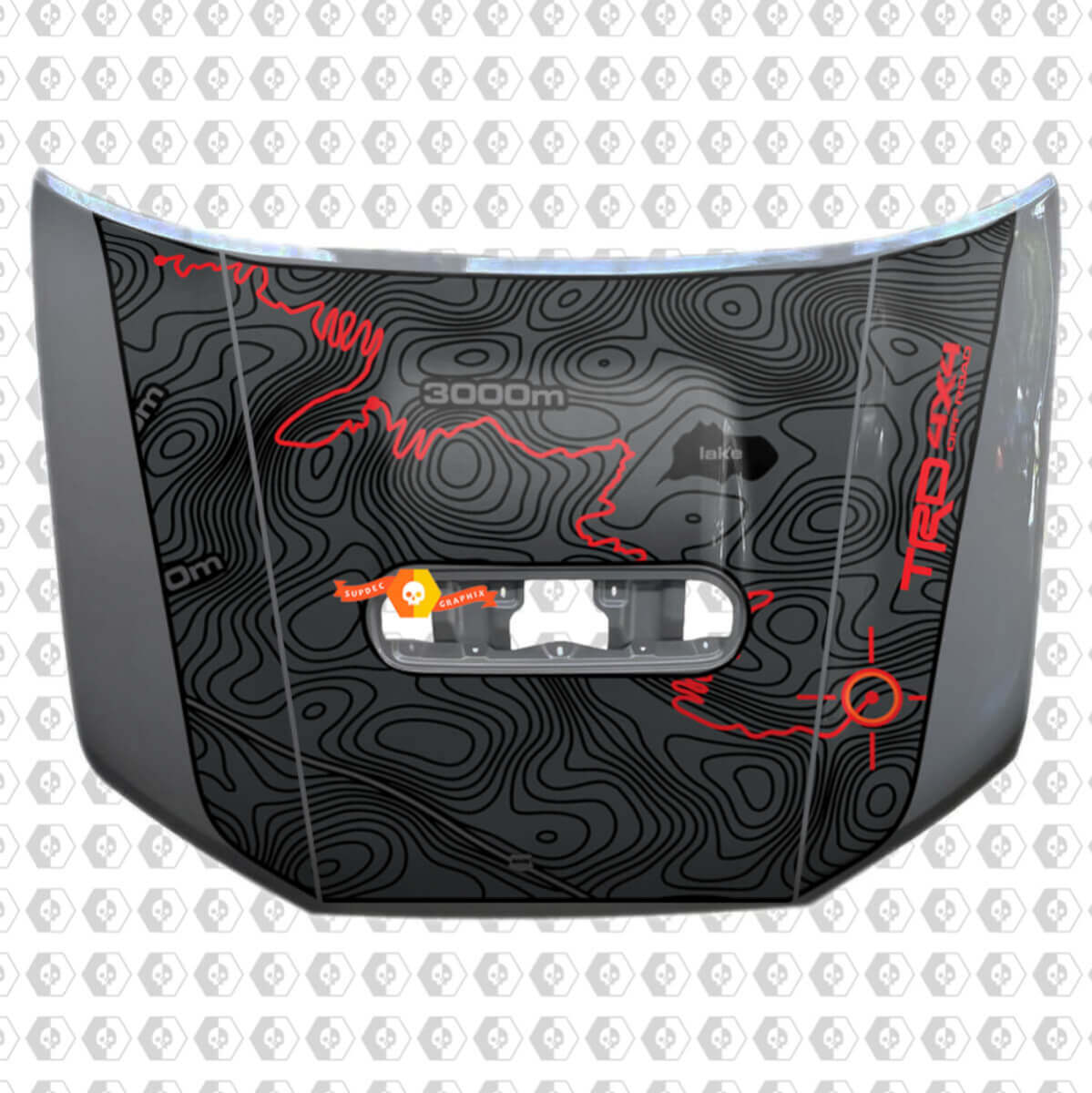 Toyota Tacoma 2020 Blackout Mapa topográfico Viaje de aventura Vinilo Calcomanía para capó TRD off road
