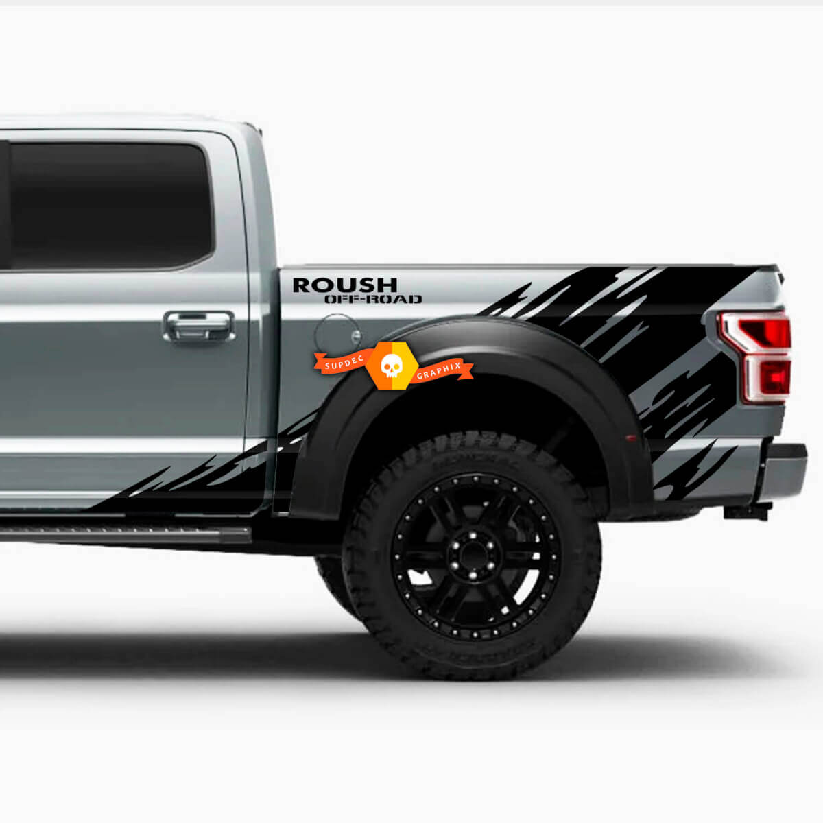 Calcomanía de vinilo para protector lateral de caja Roush Off-Road Mud Splash para camioneta Musclecar 2013+