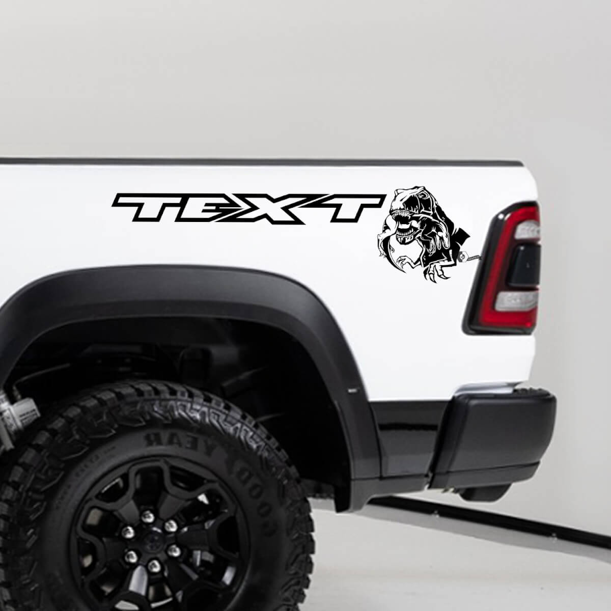 Kit de Vinilos Laterales Traseros Raptor Comiendo T-Rex para Dodge Ram TRX 2020-23