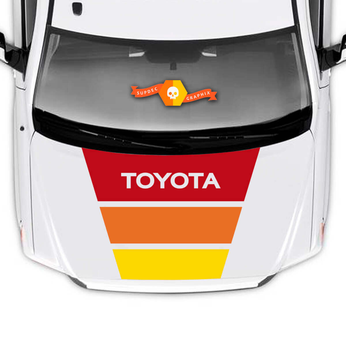 Calcomanía de vinilo con franjas retro tricolor para capó para Toyota Tundra 2014-2027