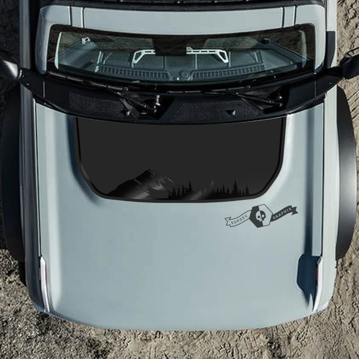 Adhesivo para Ford Bronco 2 Badlands Hood Mountains Trees

