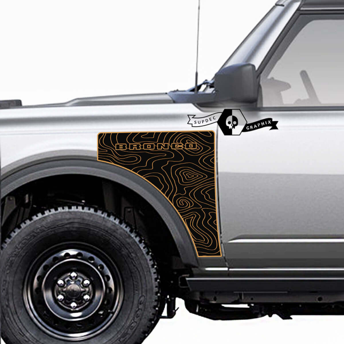 Kit de gráficos de vinilo con pegatinas para panel lateral estilo mapa topográfico Everglades par 2 para Ford Bronco