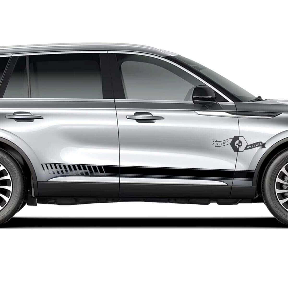 2 x Rayas de puertas tiras vinilo decorativas para paneles laterales para Lincoln Aviator 2023