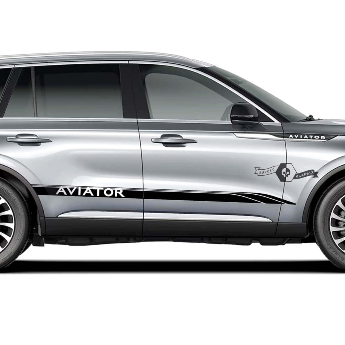 2 x Lincoln 2023 Aviator Doors Stripes Side Lines Calcomanías de vinilo Gráficos Pegatina
