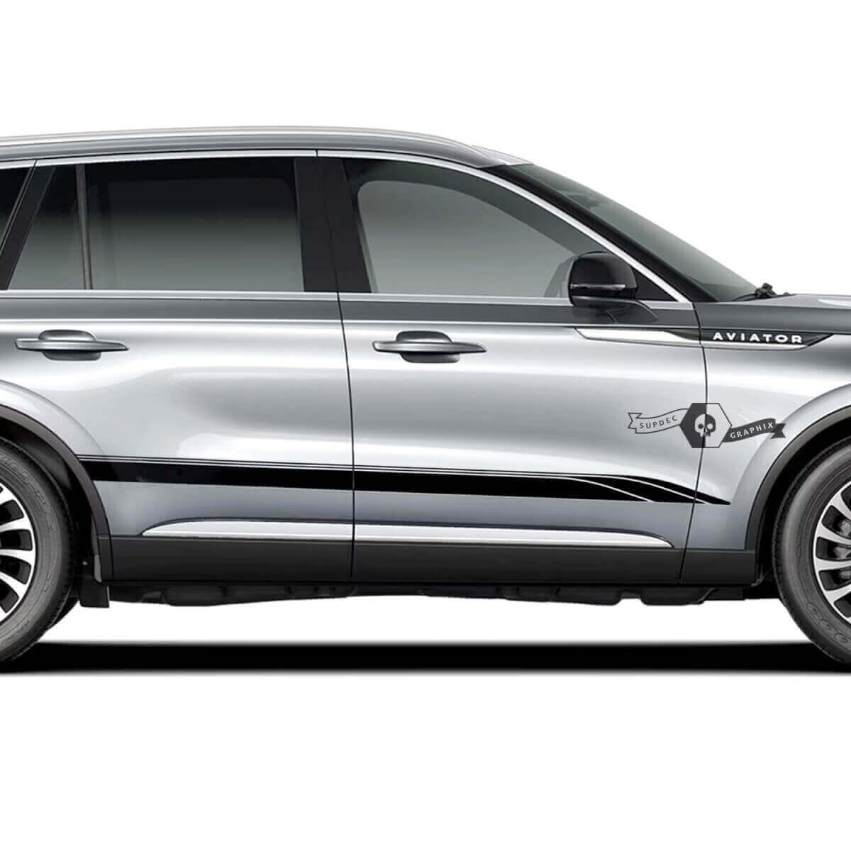 Kit de calcomanías de vinilo con franjas laterales estilo racing para Lincoln Aviator 2023