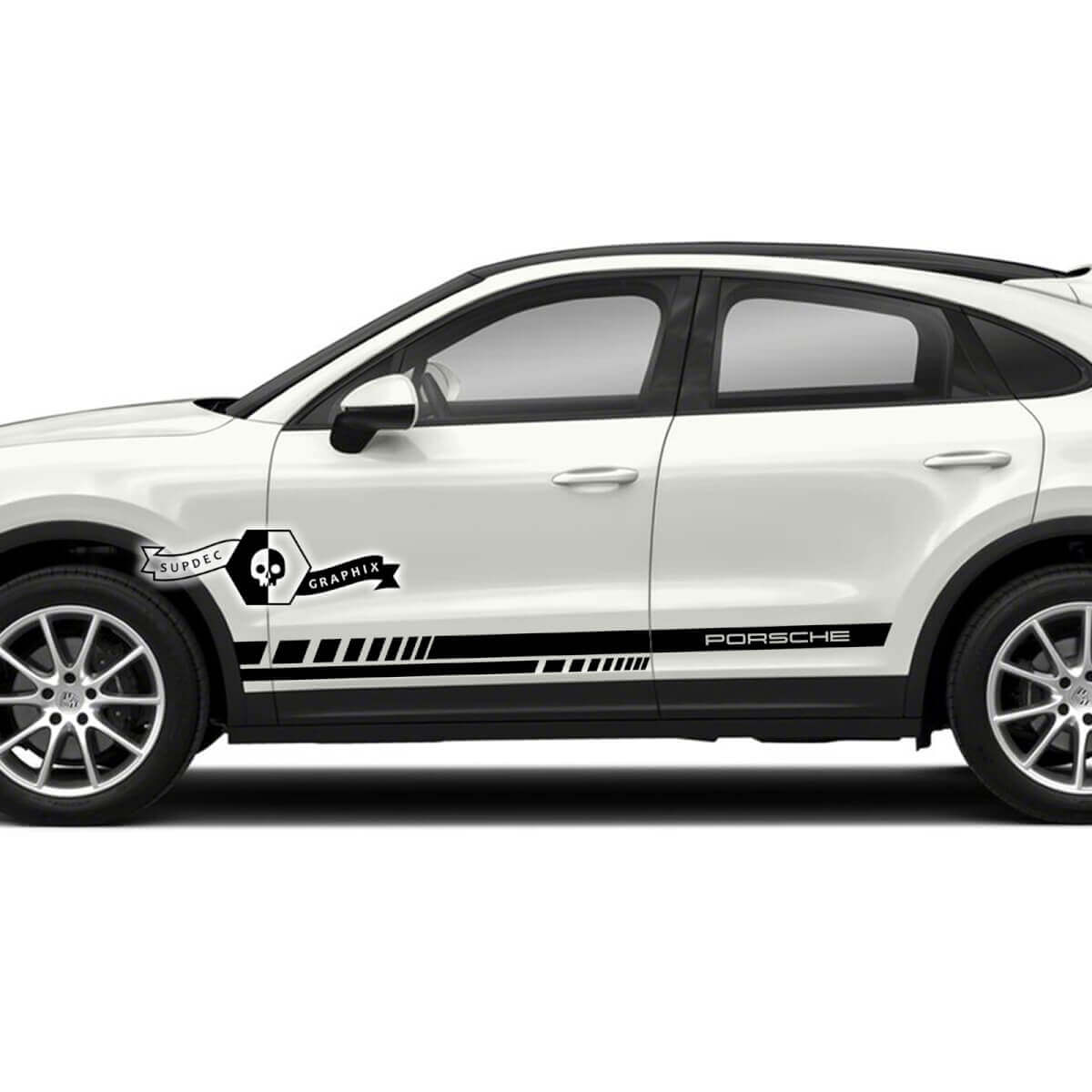 2x Porsche 2023 Porsche Cayenne Rocker Panel Side Stripes Doors Logo Kit Calcomanías Pegatinas
