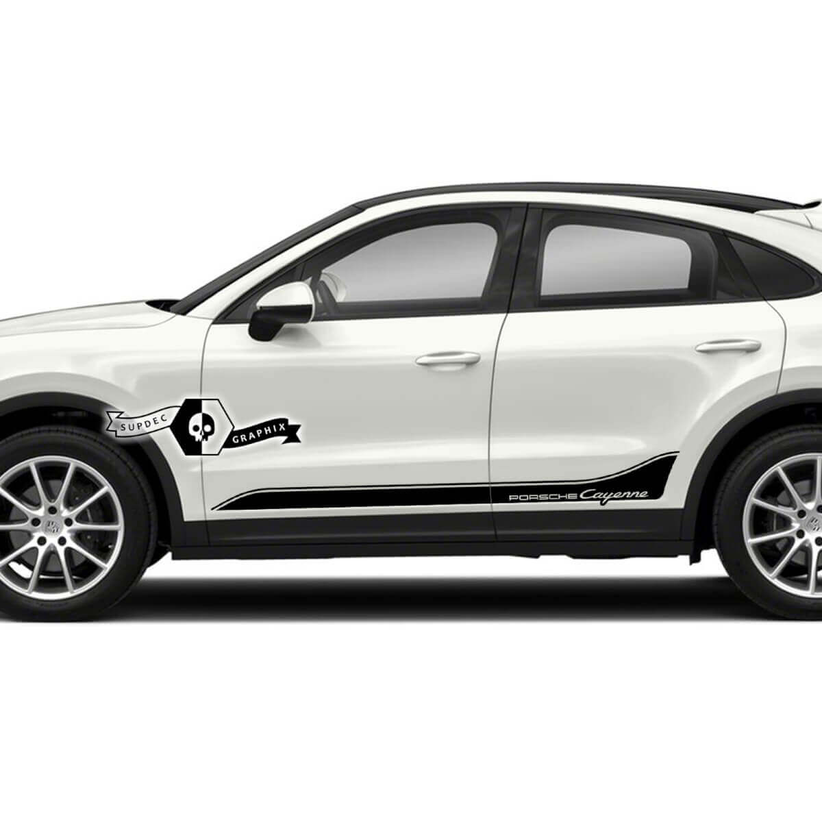 2x Porsche 2023 Porsche Cayenne Rocker Panel Side Stripes Doors Trim Logo Calcomanías Pegatinas
