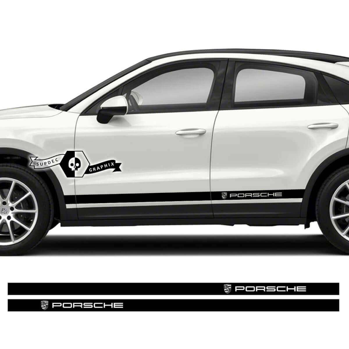 2x Porsche 2023 Porsche Cayenne Rocker Panel Side Solid Stripes Puertas Calcomanías Pegatinas
