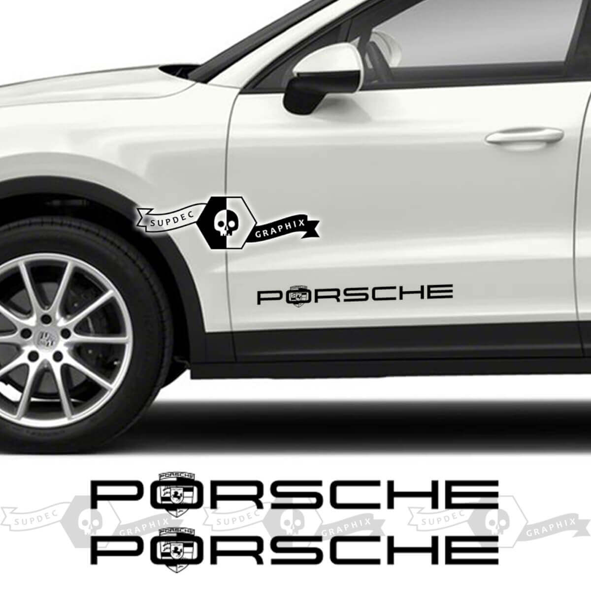 2x Porsche 2023 Porsche Cayenne Logo Puertas Calcomanías Pegatinas
