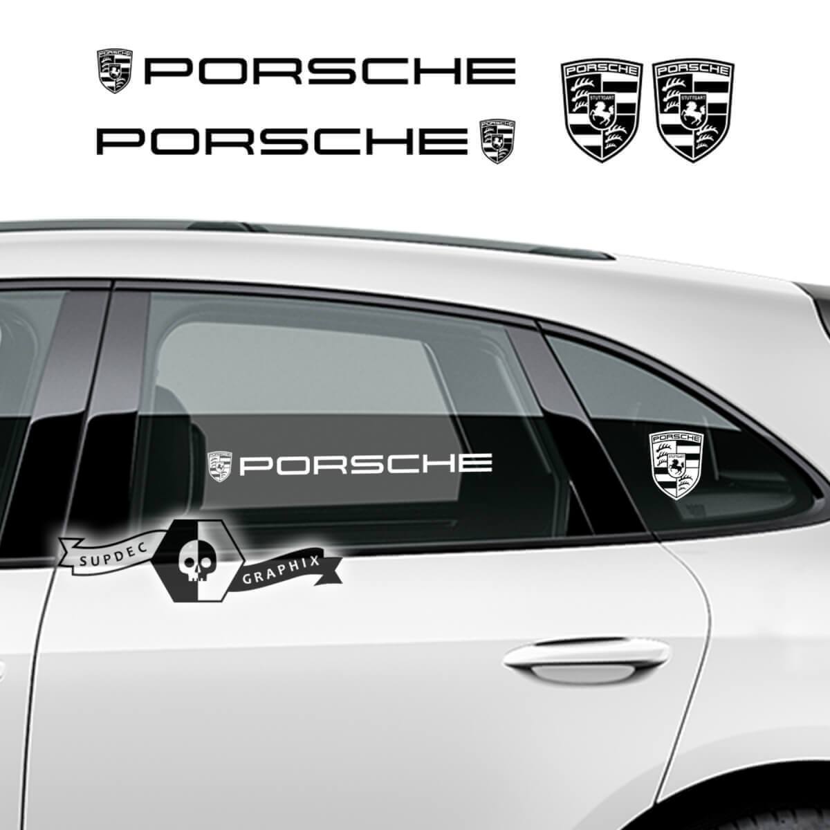 Juego de Pegatinas de Vinilo con Logo de Ventana Porsche para Porsche Cayenne Macan 2023