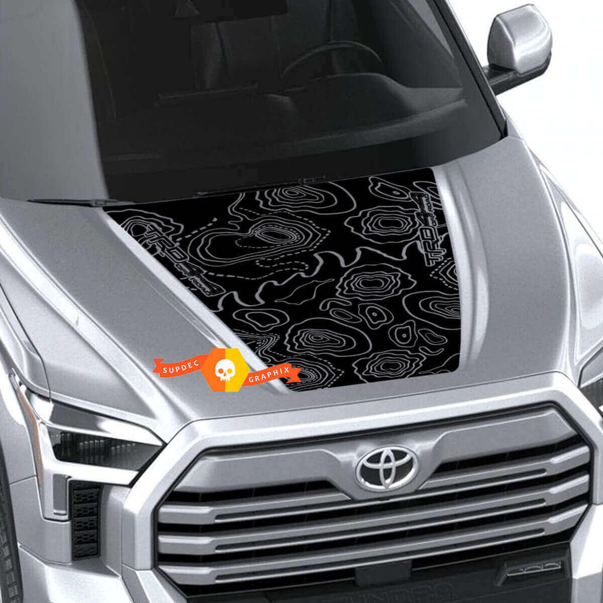 Adhesivo de vinilo con mapa topográfico estilo TRD para capó Toyota Tundra 2021+