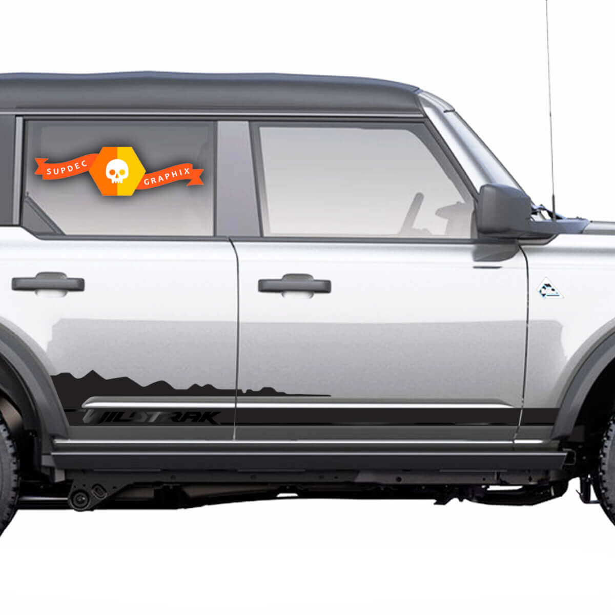 Par de pegatinas para salpicaduras de gráficos de Panel basculante de montaña lateral de puertas para Musclecar horse 20212022 2023
