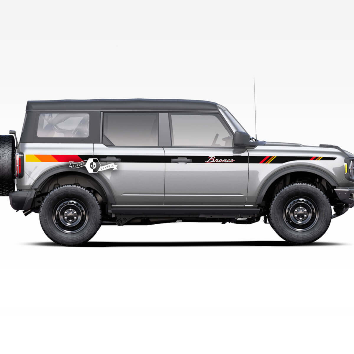 Par de pegatinas de calcomanías de puesta de sol de la vieja escuela con rayas laterales para Ford Bronco 2021 2022 2023
