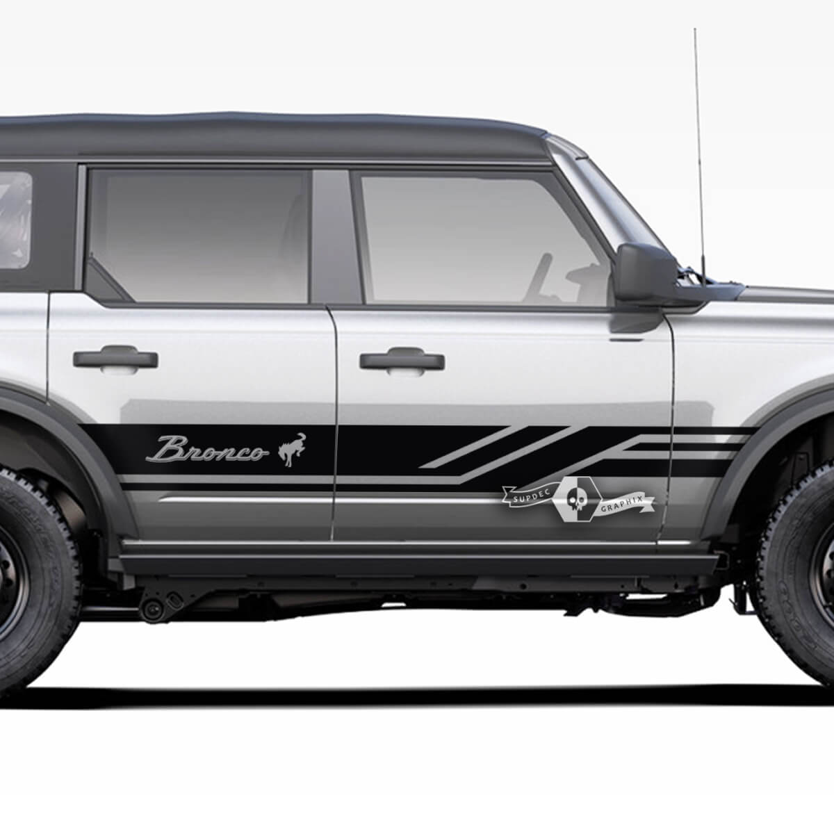 Par de calcomanías de rayas laterales para puertas, pegatinas de líneas para Ford Bronco 2021 2022 2023
