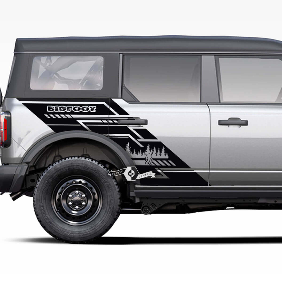 Par de puertas laterales bosque Bigfoot gráficos Splash calcomanías pegatinas guardabarros de cama para Musclecar horse 20212022 2023
