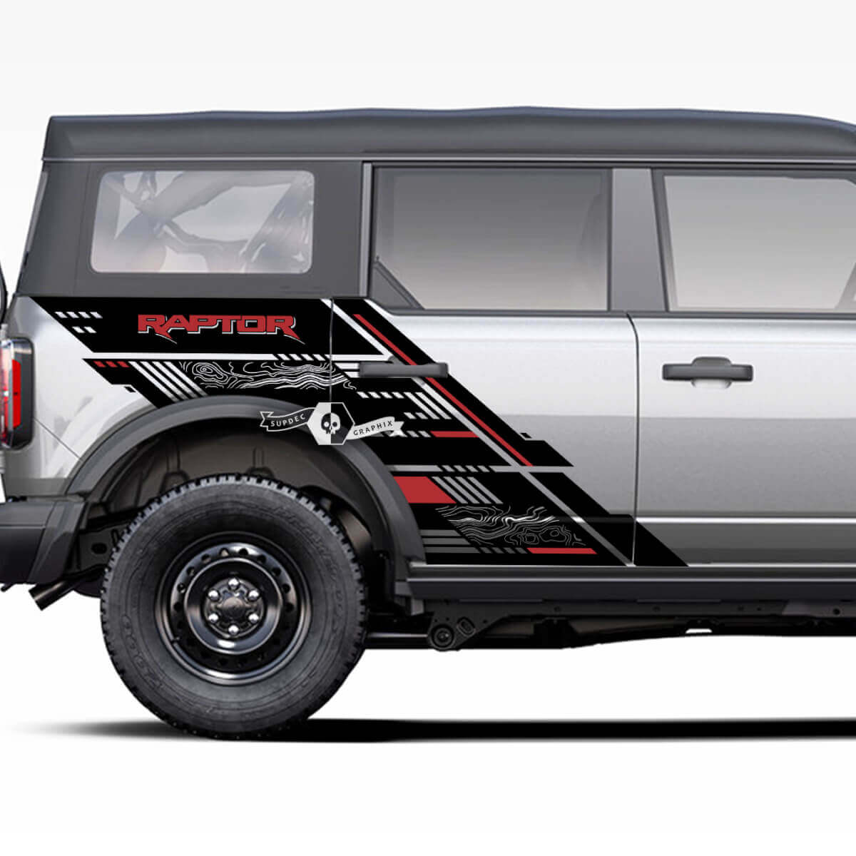 Par de puertas laterales cama Fender Raptor Graphics Splash calcomanías pegatinas 2 colores Ford Bronco 20212022 2023
