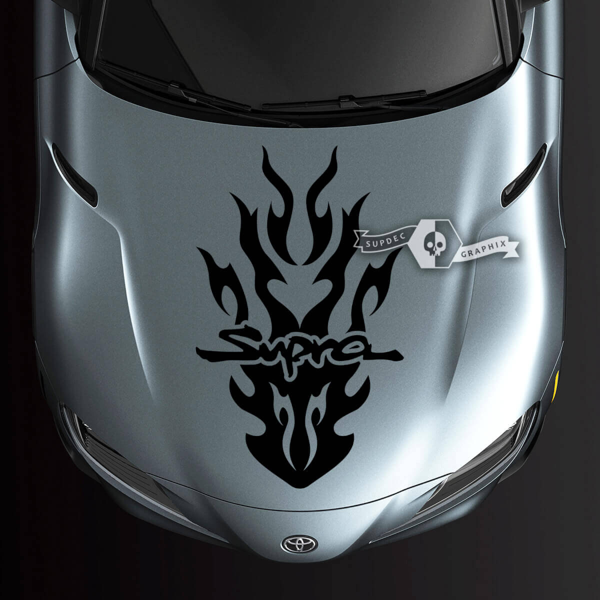 Toyota Supra MK V A90 A91 Hood Racing Flame Logo Stripe Graphics Calcomanía Pegatina
