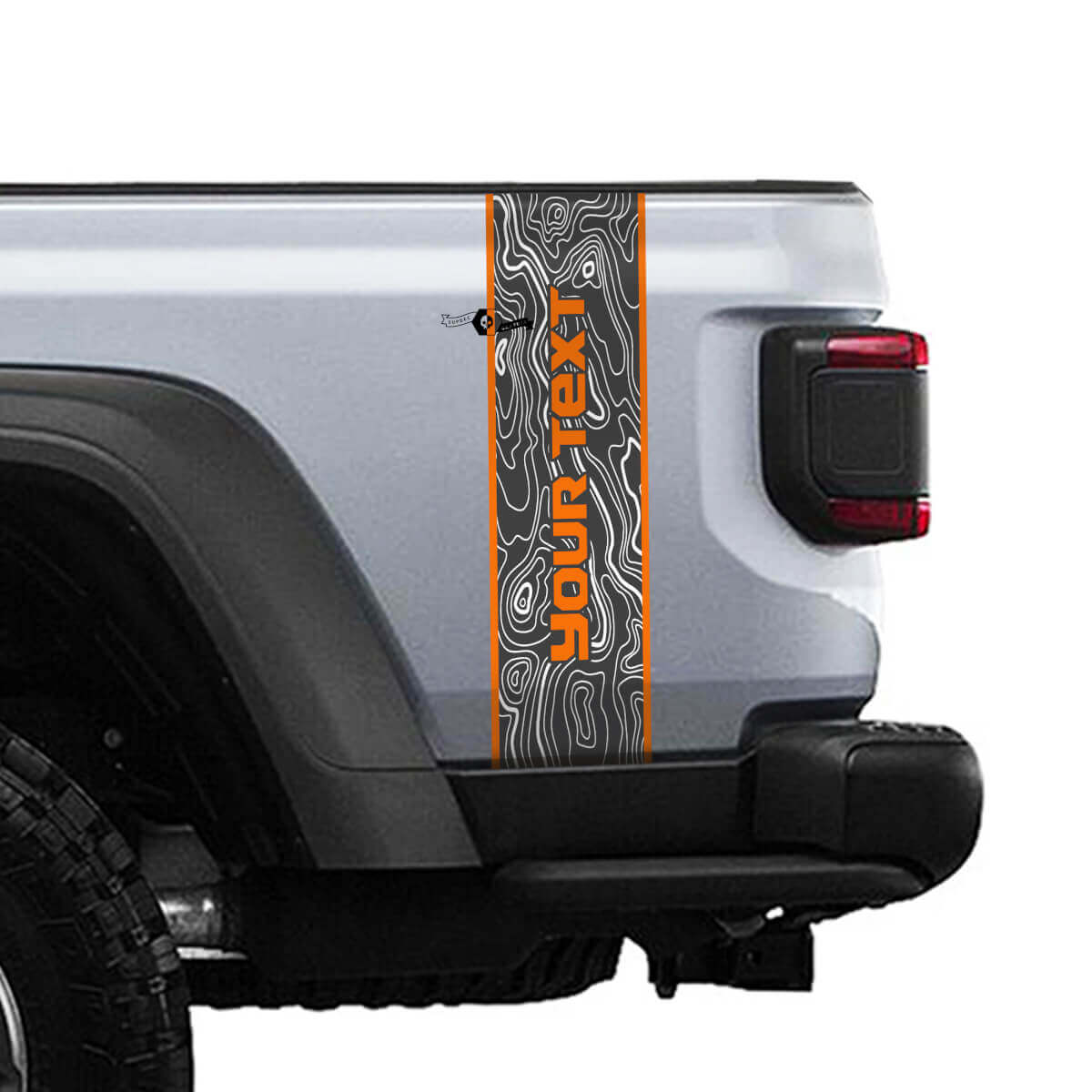 Gráficos Vinilo Franjas Laterales Traseras con Mapa Topográfico Personalizado 3 Colores para Jeep Gladiator
