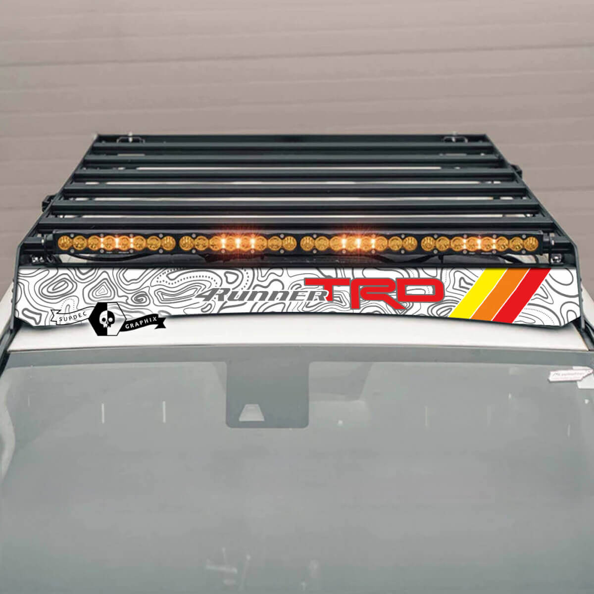 Vinilo adhesivo de carenado para portaequipajes de techo TRD Topographic para Toyota 4Runner 2014-2023+